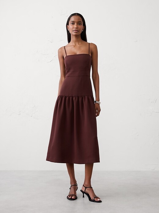 strappy structured drop-waist midi dress Strappy Structured Drop-Waist Midi Dress