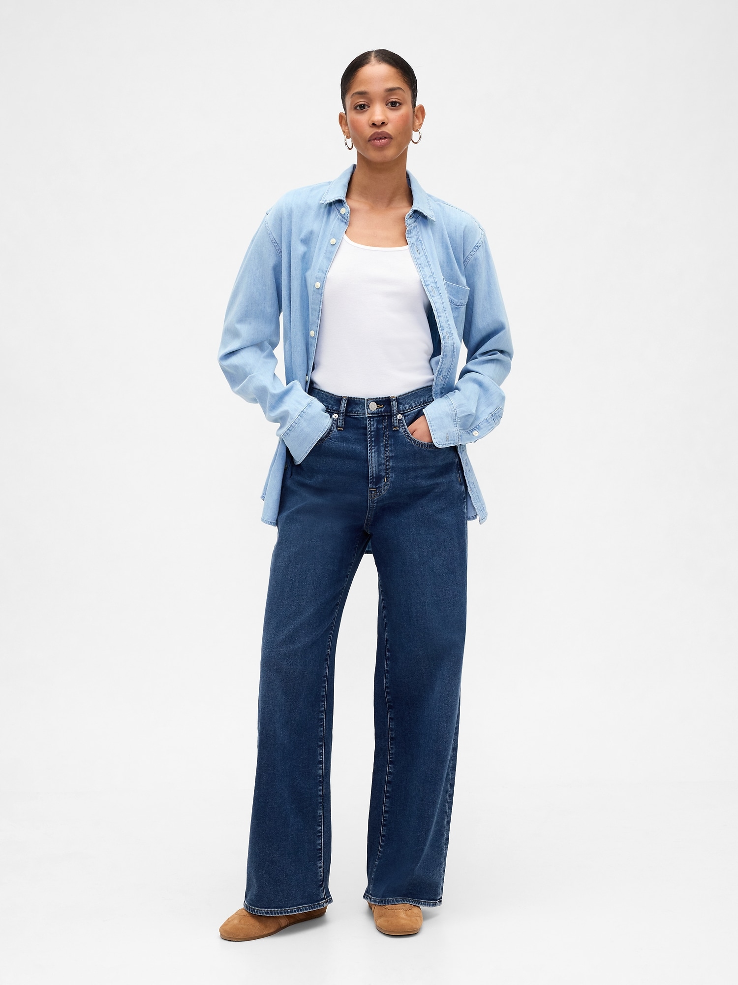 High Rise Wide-Leg Sweatpant Jeans