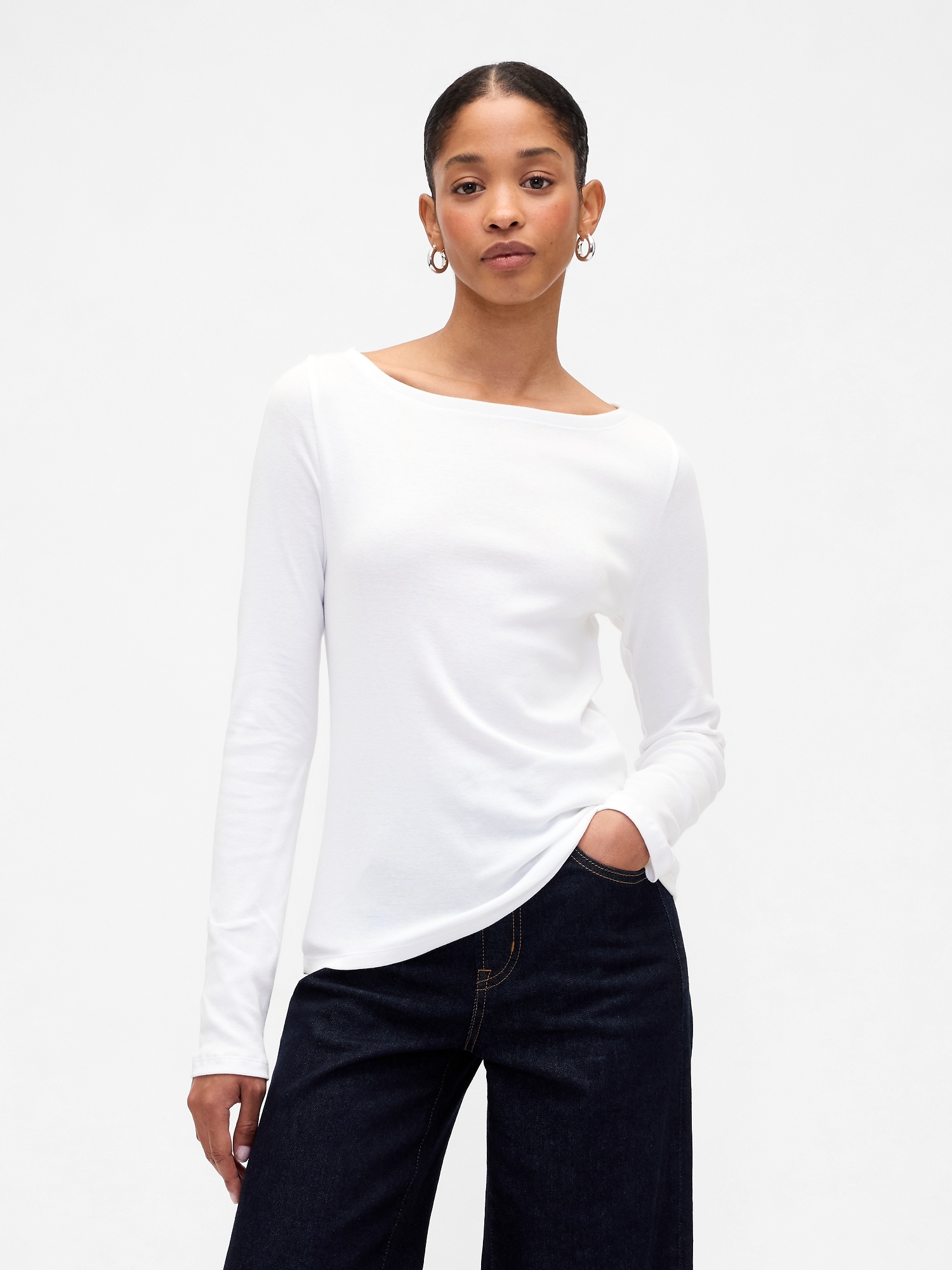 Modern Ribbed Boatneck T-Shirt
