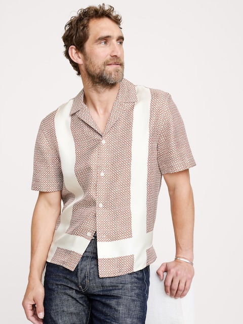 Standard-Fit Silk Resort Shirt