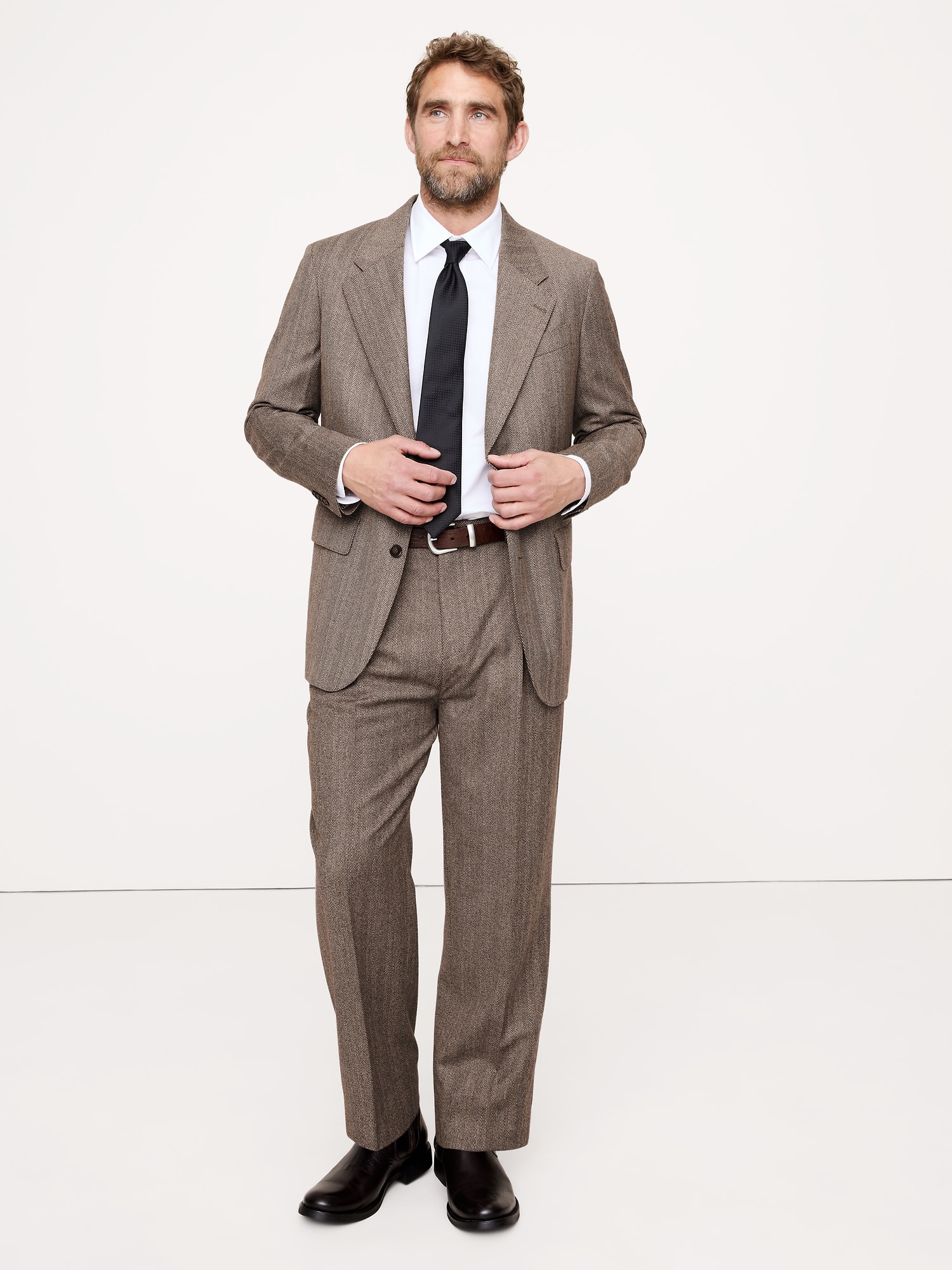 Relaxed Italian Herringbone Suit Jacket