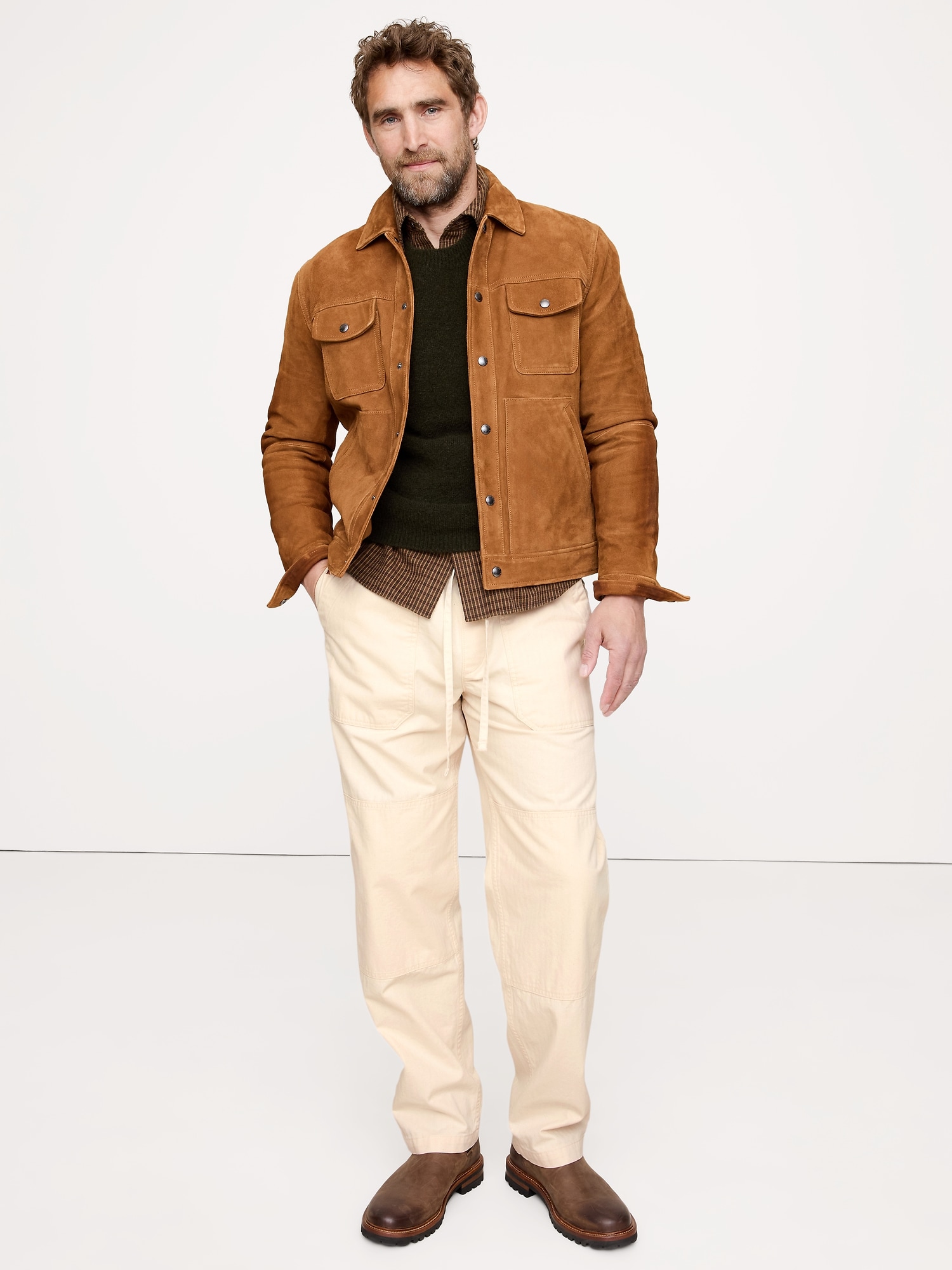 PANTALON UTILITAIRE À TAILLE EXTENSIBLE EN COTON À MOTIF DE CHEVRONS