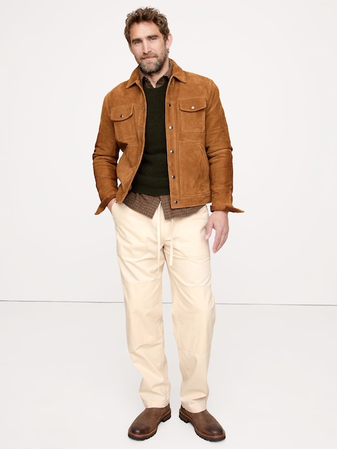 PANTALON UTILITAIRE À TAILLE EXTENSIBLE EN COTON À MOTIF DE CHEVRONS