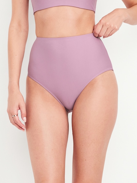 Matte High-Waisted Bikini Swim Bottoms