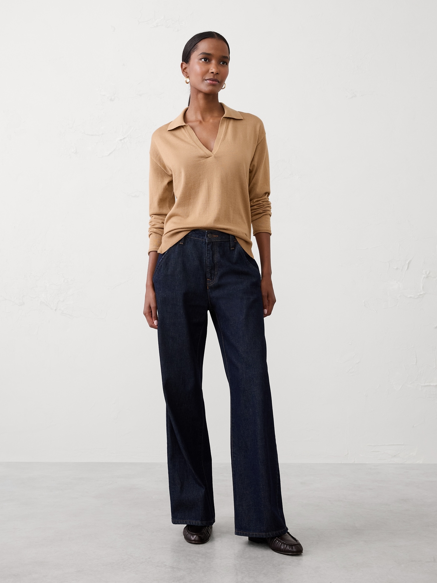 Merino Wool Johnny-Collar Sweater