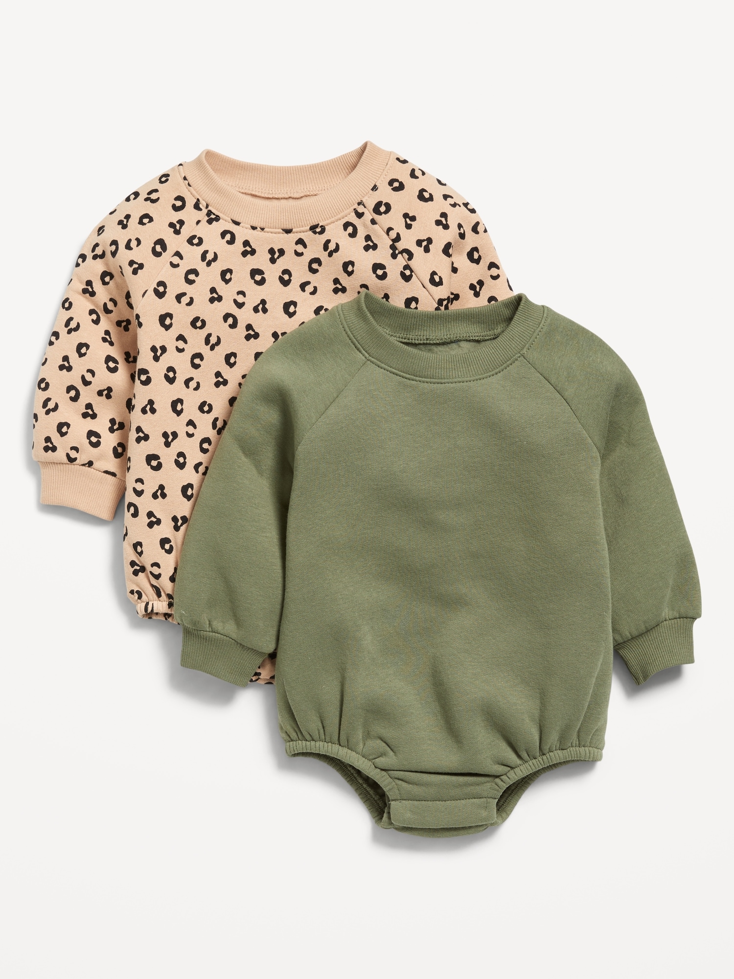 Long-Sleeve Fleece One-Piece Romper 2-Pack for Baby