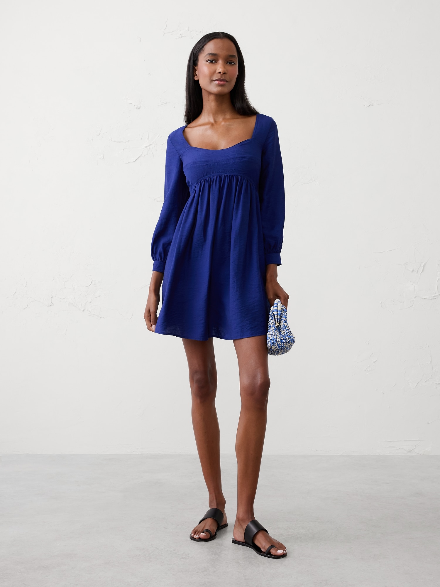 Gathered-Waist Mini Dress