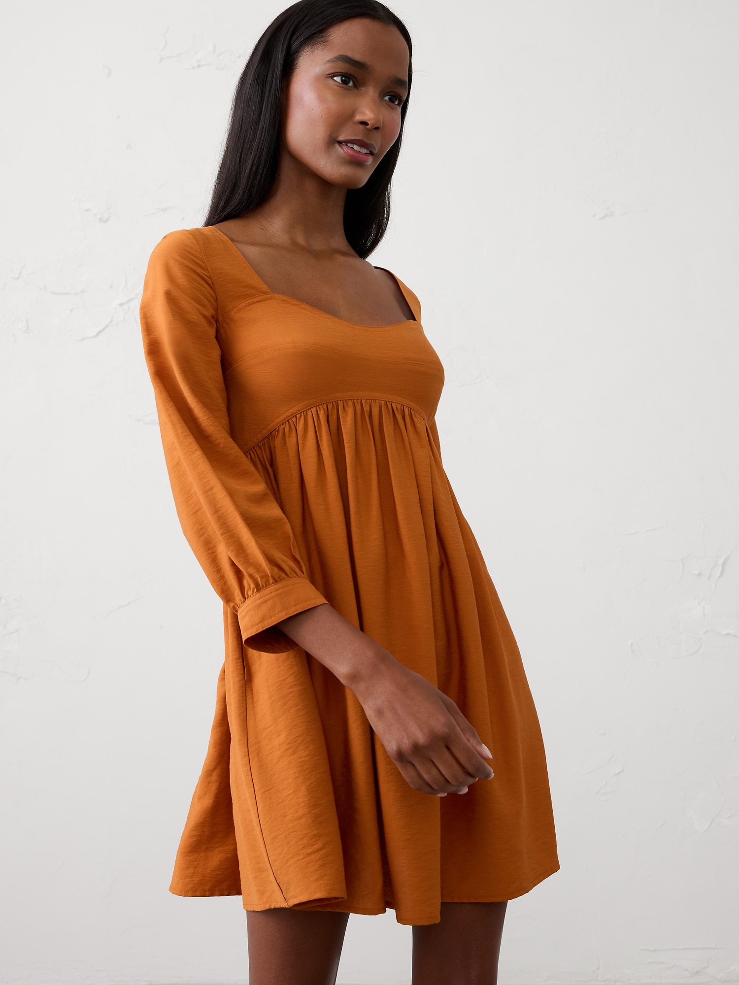 Gathered-Waist Mini Dress