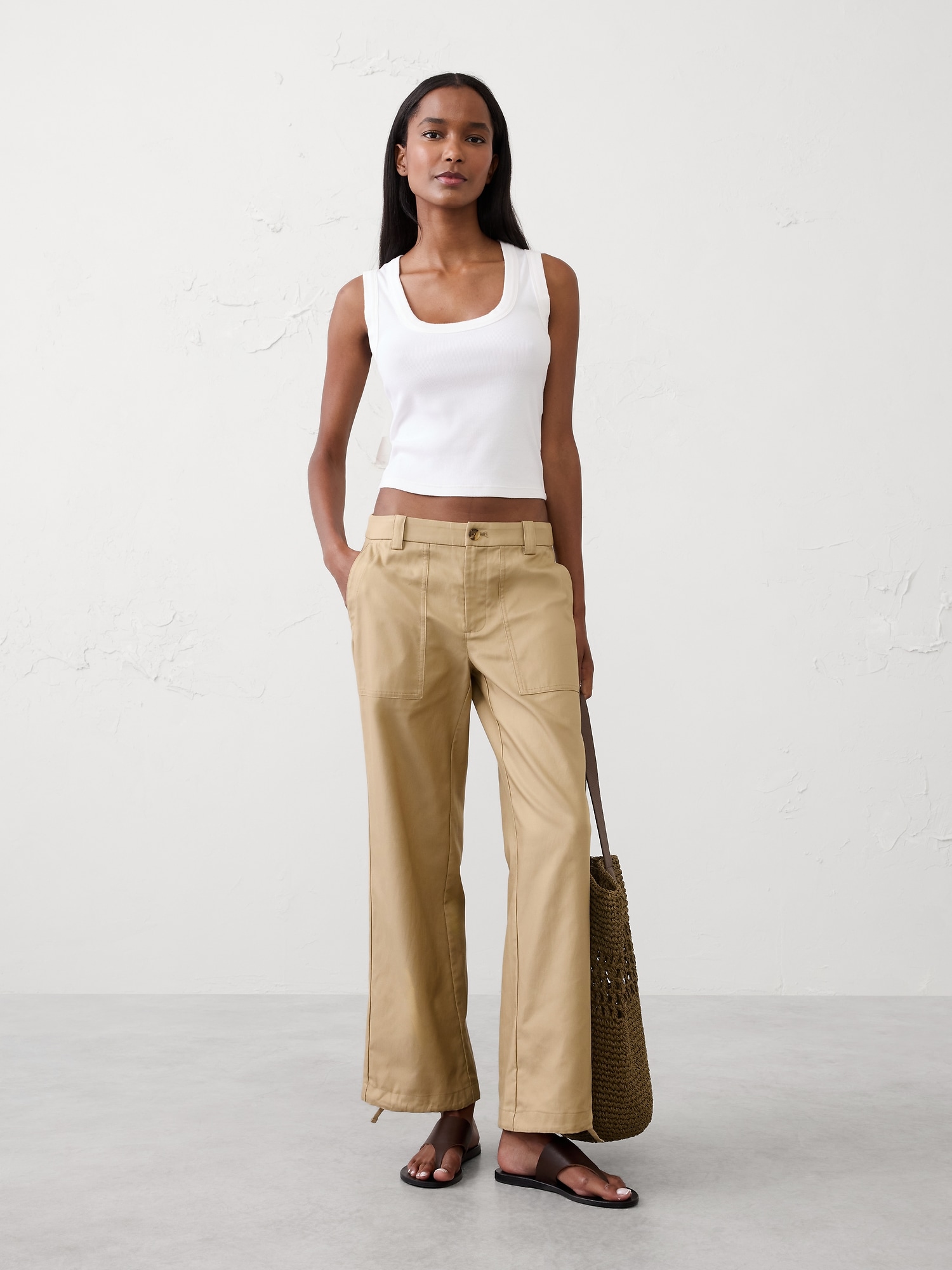Straight Mid-Rise Utility Pant