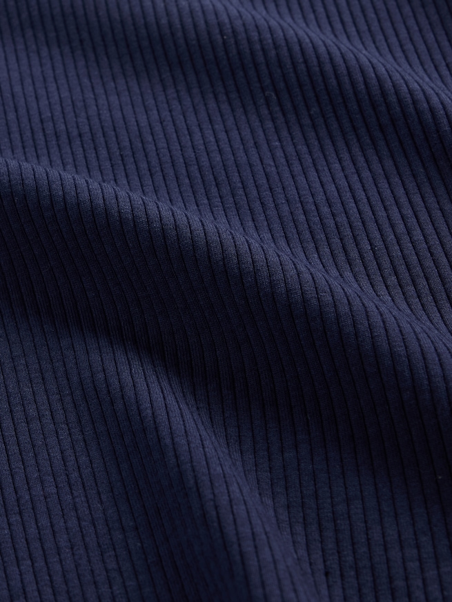 モダン コンパクト リブ スクープネック クロップドTシャツ-3