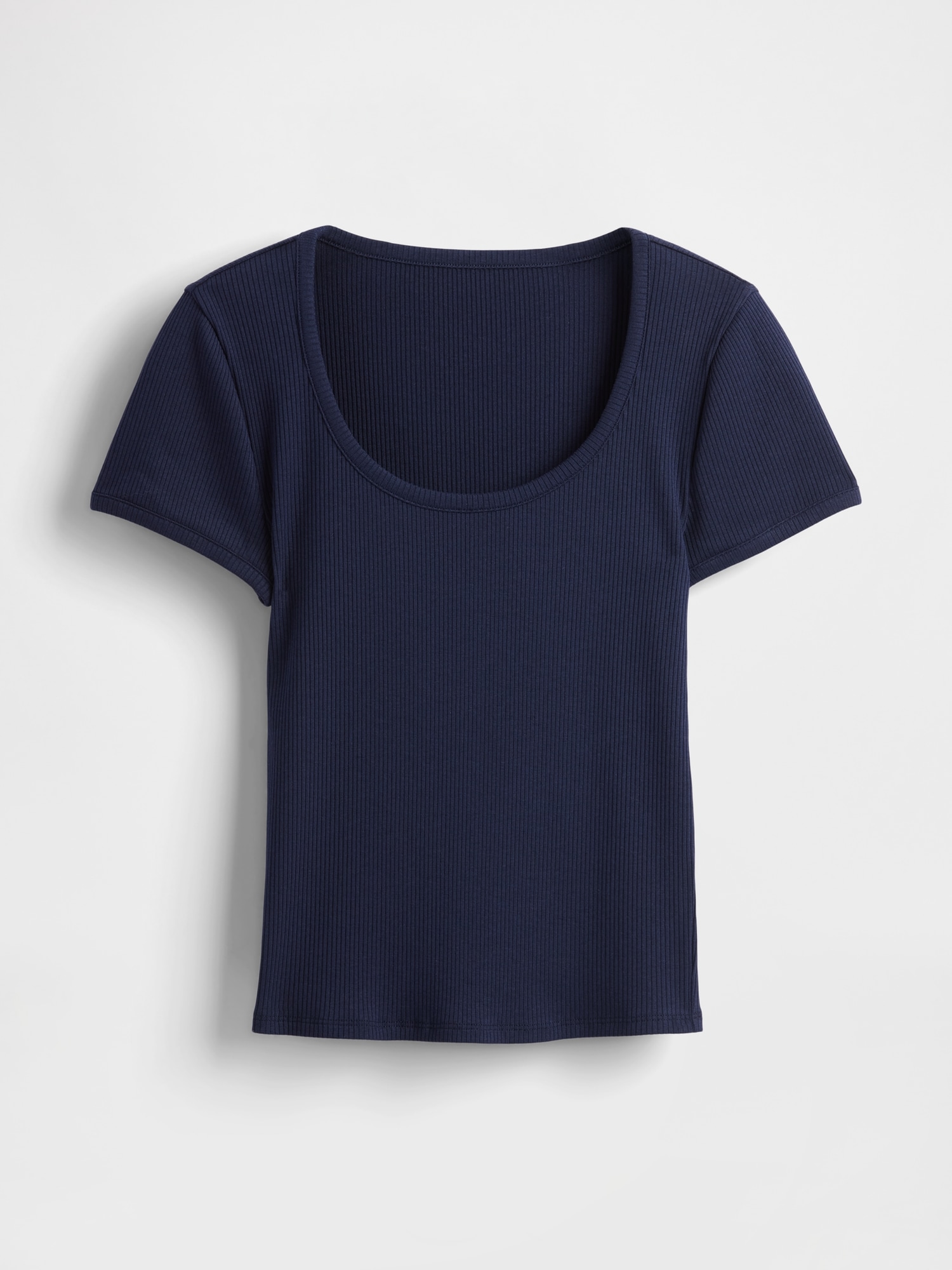 モダンリブ スクープ クロップドTシャツ-4