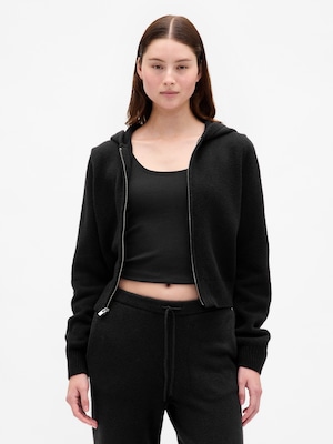 CashSoft カシミヤタッチ ジップアップ ニットパーカー