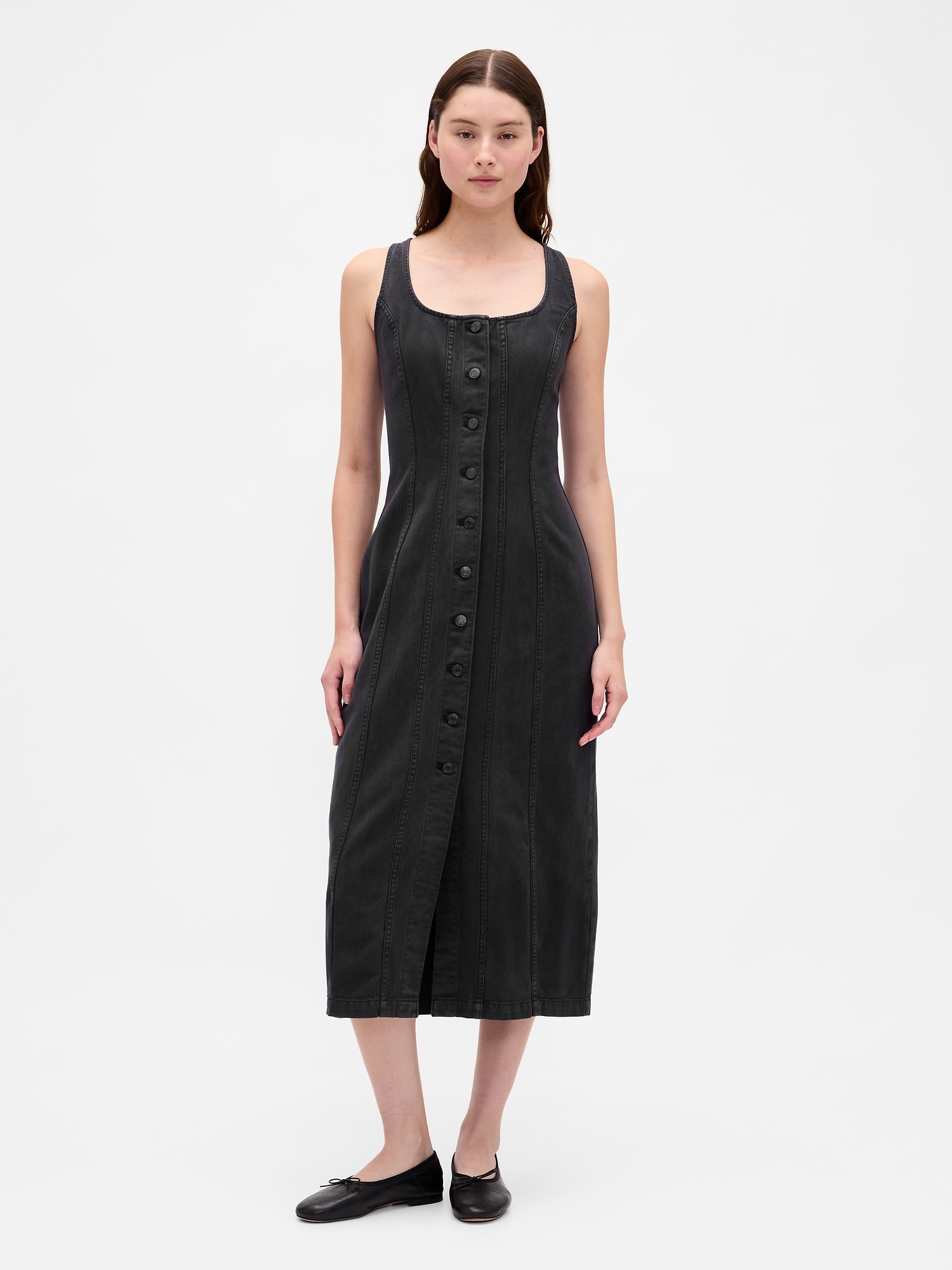 Gap シーム フロントボタン ミディワンピース Gap シーム フロントボタン ミディワンピース