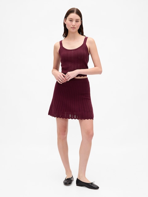 100% Cotton Pointelle Mini Skirt