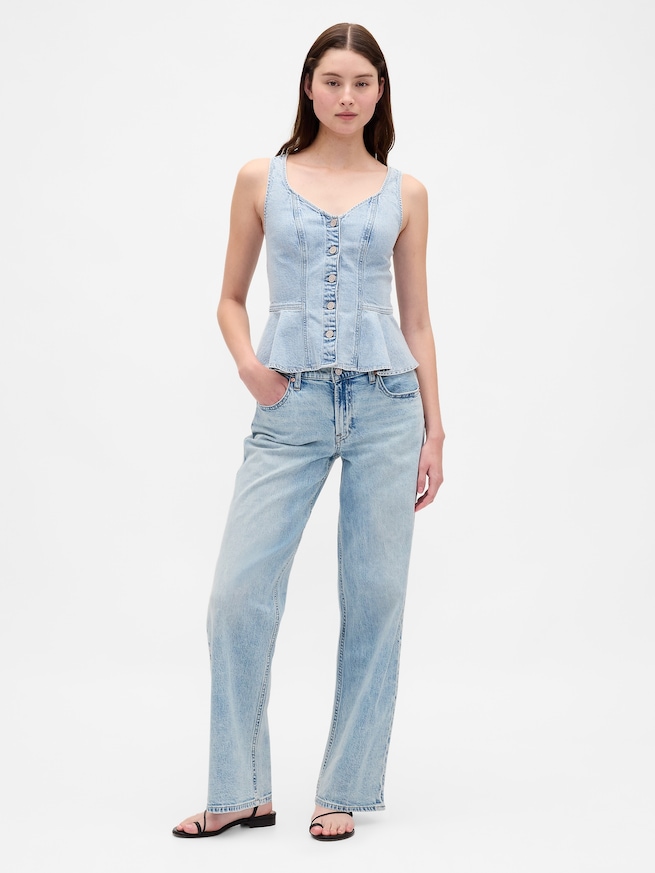 デニム ぺプラム クロップド タンクトップ-1