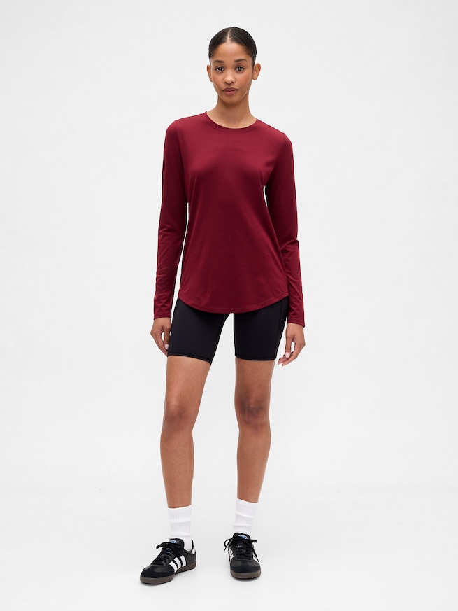 GapFit ブラッシュド ジャージー ラウンドヘム Tシャツ-2