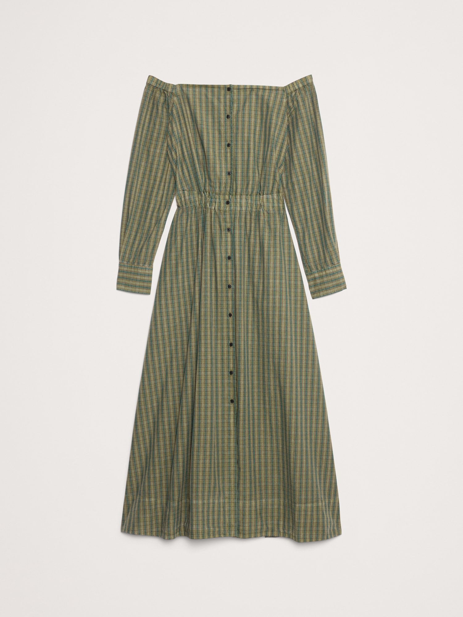 コットンポプリン オフショルダー マキシ シャツドレス-4 コットンポプリン オフショルダー マキシ シャツドレス-4