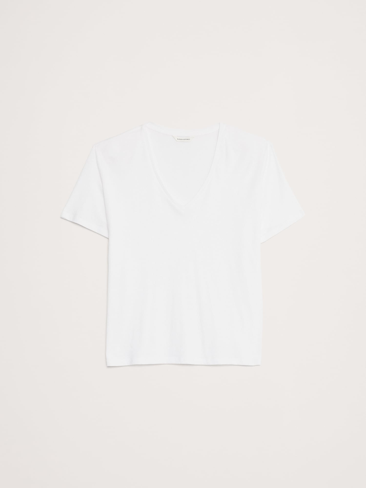 オーバーサイズ コットン シルク VネックTシャツ-3
