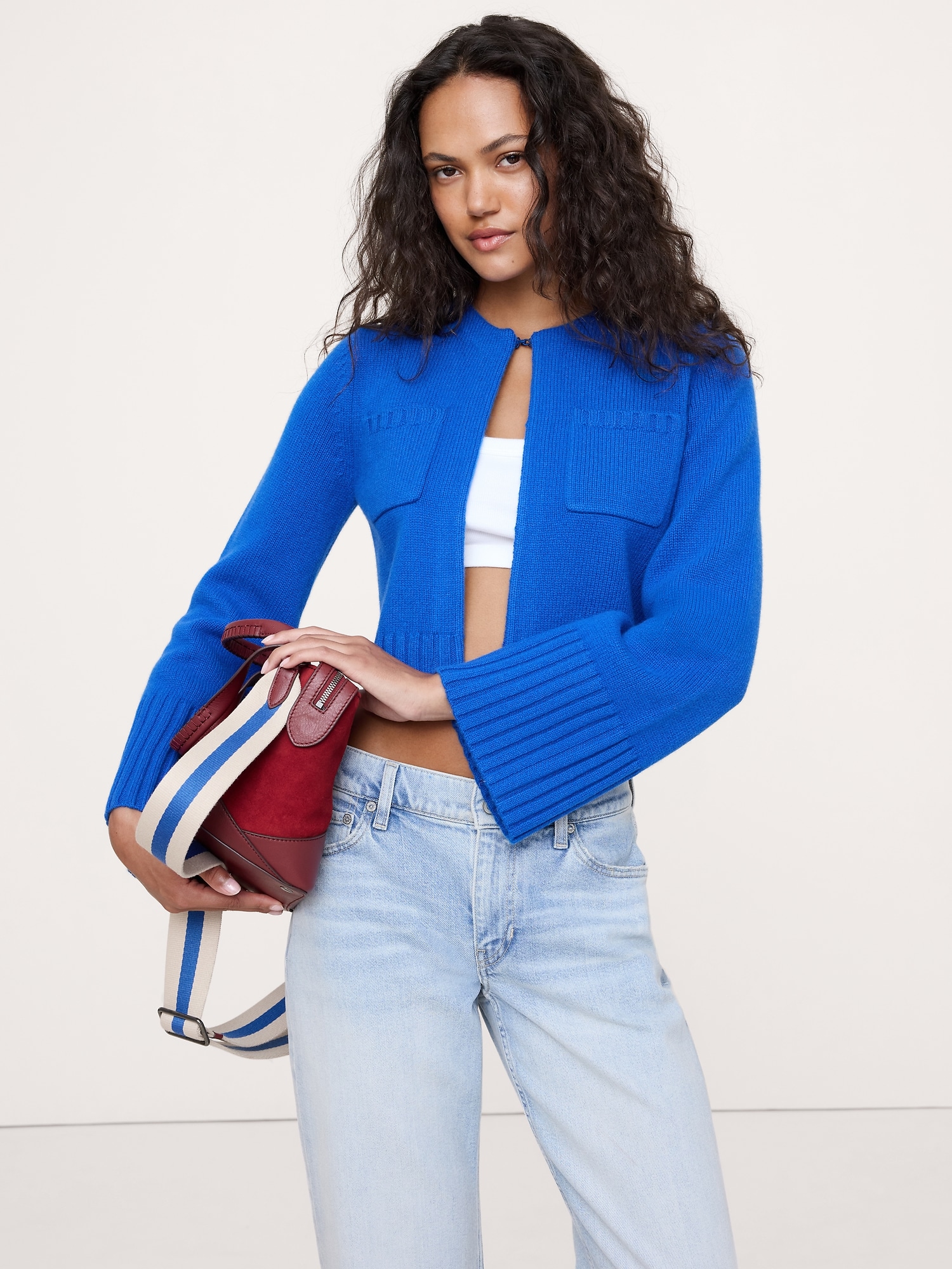 Merino-Cashmere Crop Cardigan