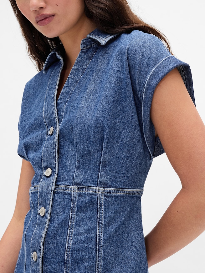 デニム シーム ミニワンピース-3