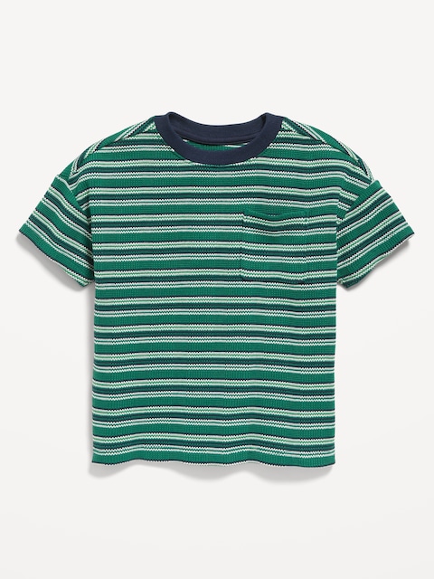 Oversized Waffle-Knit Striped T-Shirt for Toddler Boys