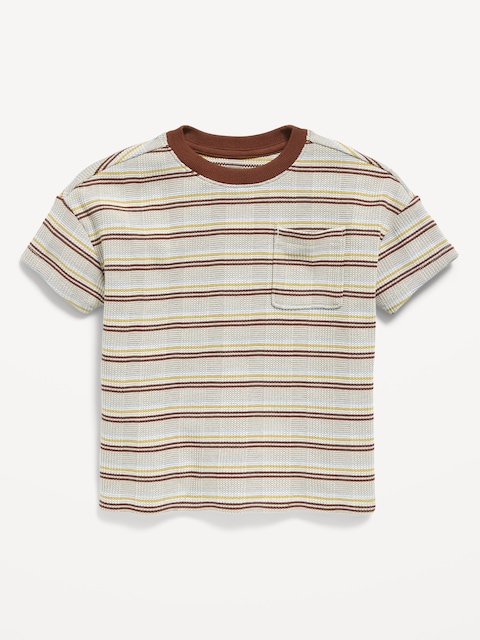 Oversized Waffle-Knit Striped T-Shirt for Toddler Boys