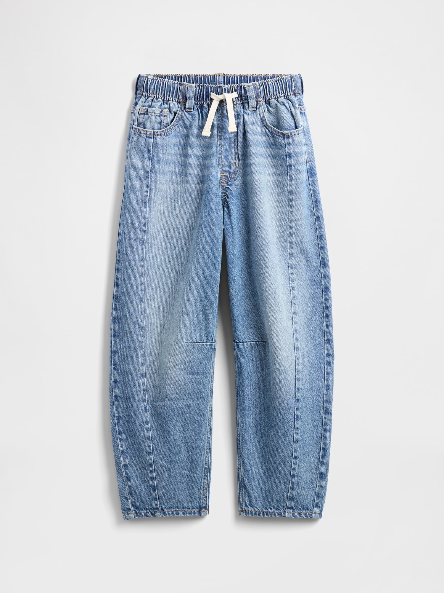Kids High Rise Pull-On Barrel Jeans