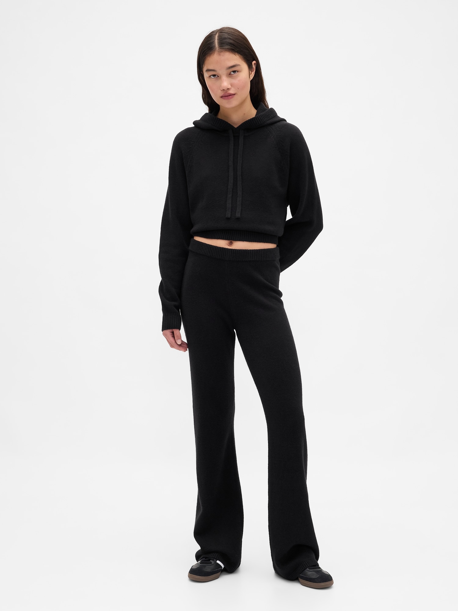 PANTALON SEMI-ÉVASÉ EN TRICOT EFFET CACHEMIRE