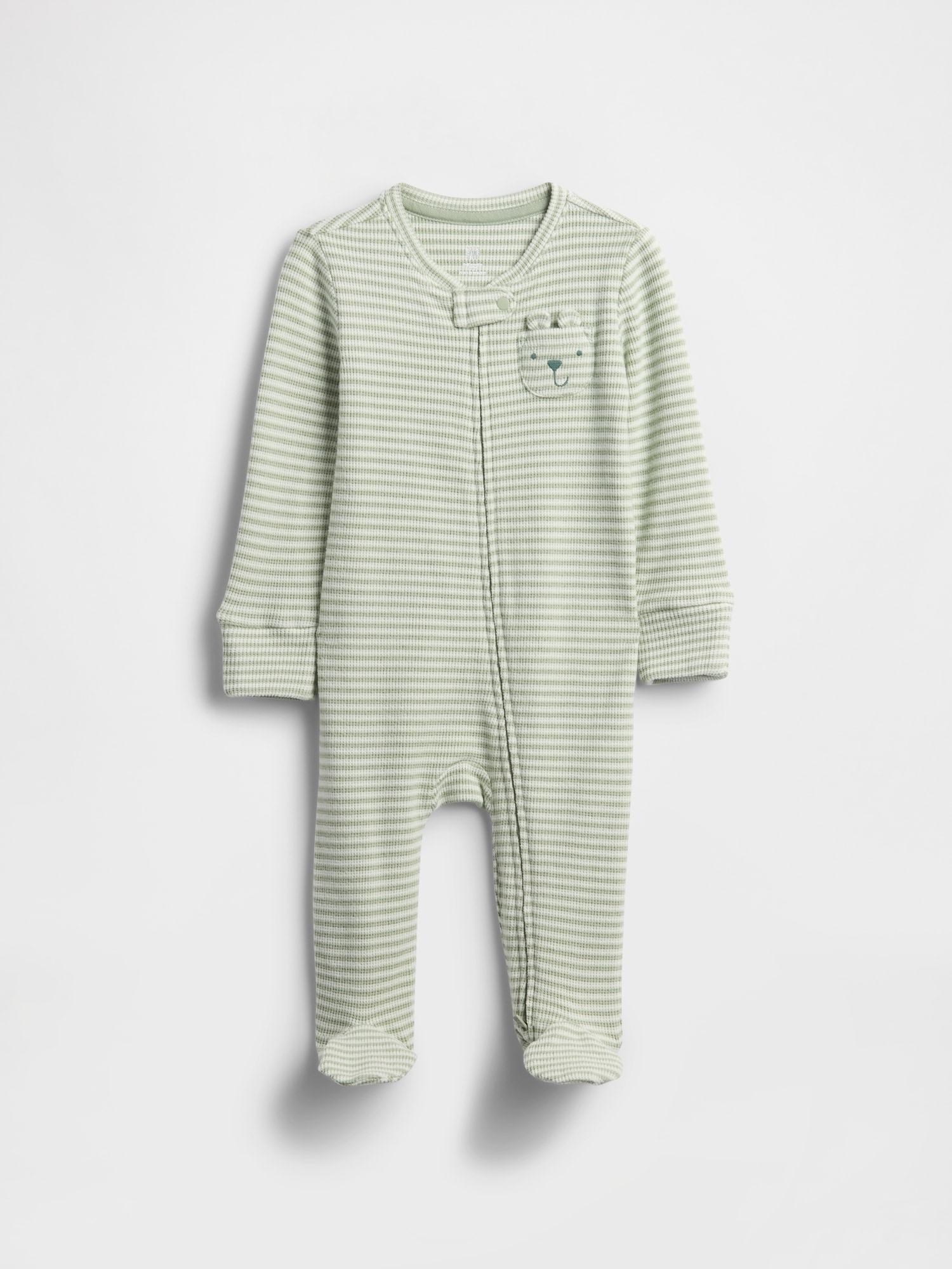 Baby Softspun Waffle Bear Pocket Footed One-Piece