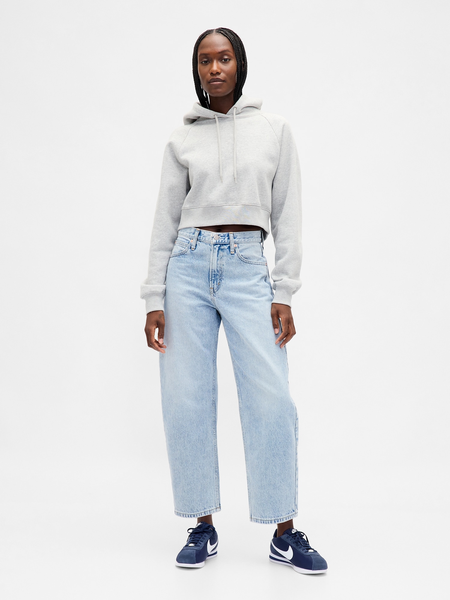 High Rise Barrel Crop Jeans