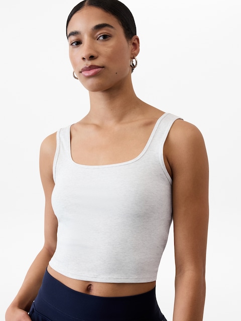 Signature Rib Square Neck Crop Tank
