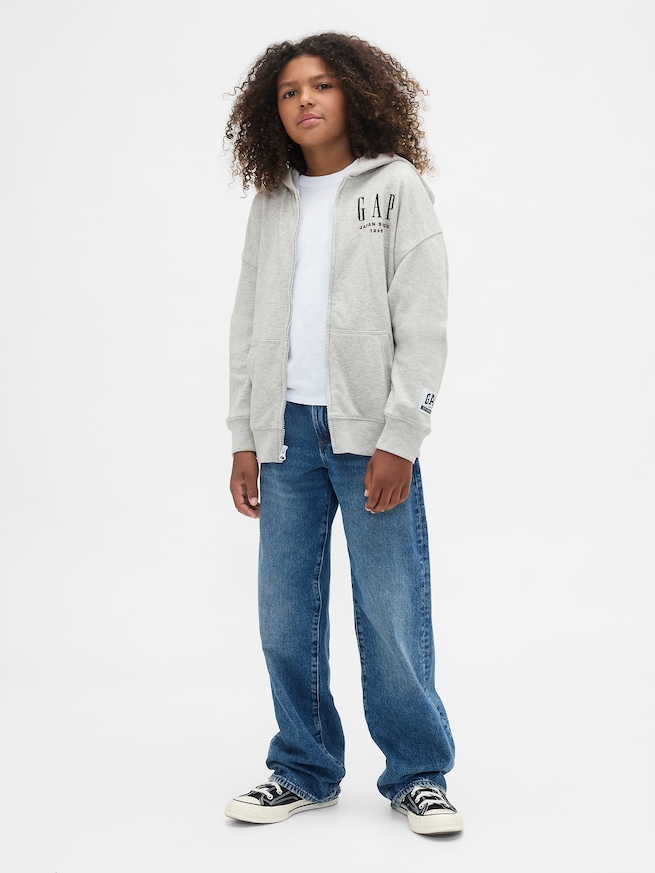 30th アニバーサリー ヴィンテージソフト GAPロゴ ジップアップパーカー (キッズ)-3