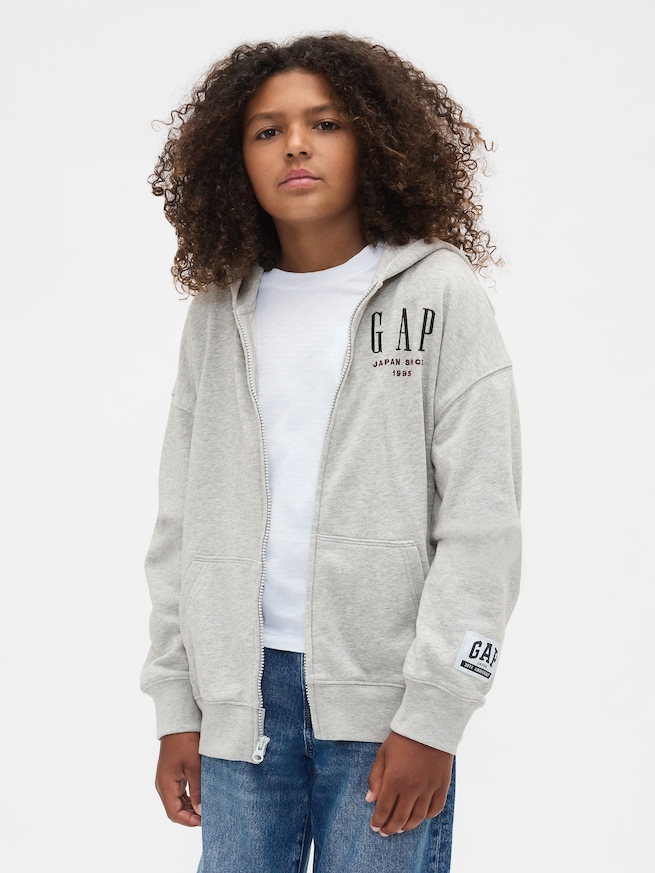 30th アニバーサリー ヴィンテージソフト GAPロゴ ジップアップパーカー (キッズ)-0