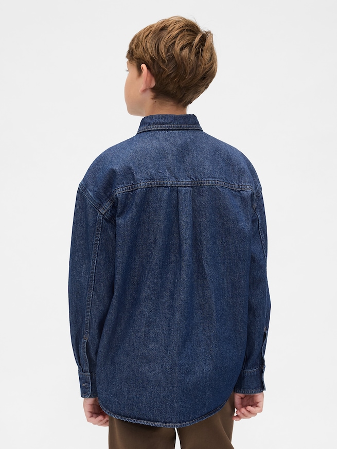 デニム オーバーサイズシャツ (キッズ)-2