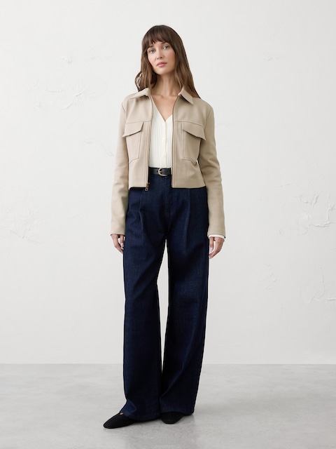Knit Twill Cropped Jacket