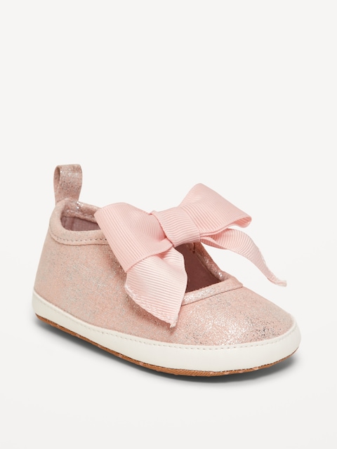 Shiny Faux-Suede Bow Sneakers for Baby