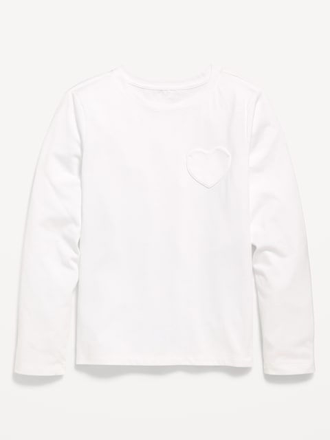 Softest Long-Sleeve Heart-Pocket T-Shirt for Girls