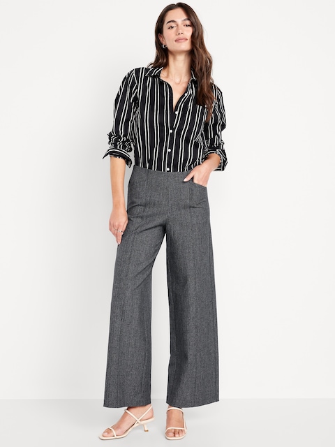 High-Waisted Pull-On Pixie Wide-Leg Pants