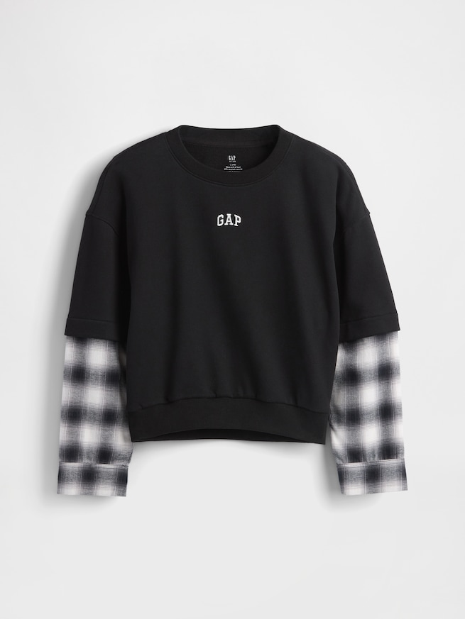 2in1 ヴィンテージソフトフランネルGAPロゴシャツ (キッズ)-1