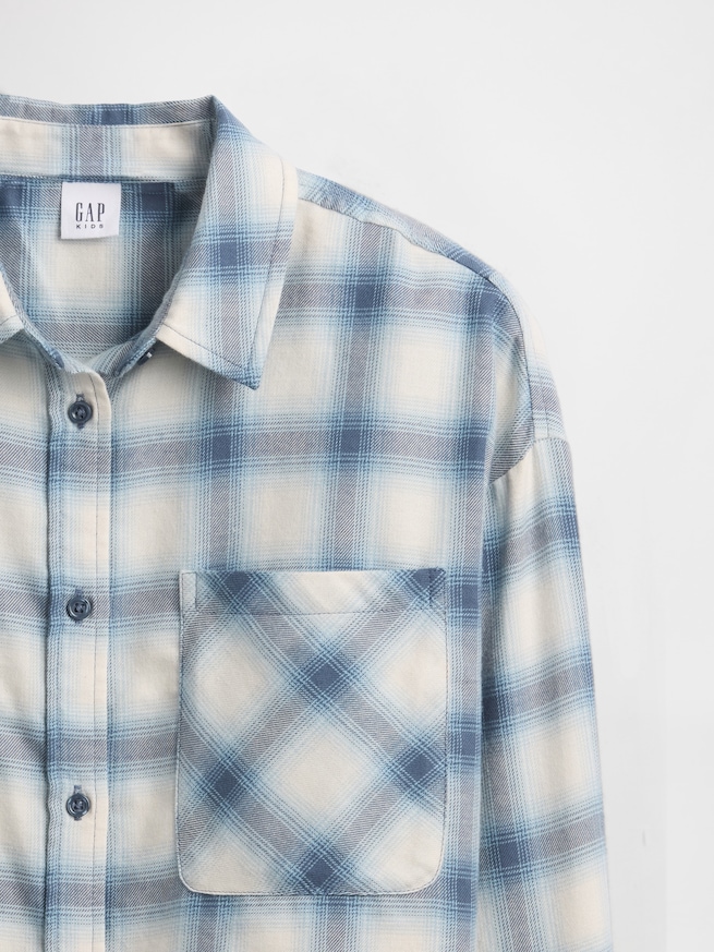 オーバーサイズ クロップド フランネルシャツ (キッズ)-4