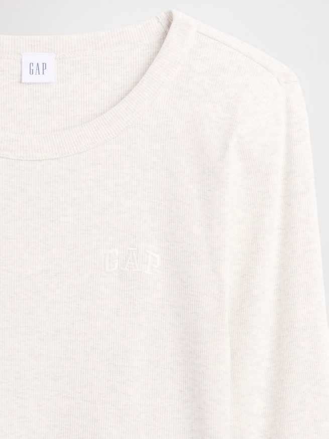 リブ クロップド GAPロゴ クルーネックTシャツ-3