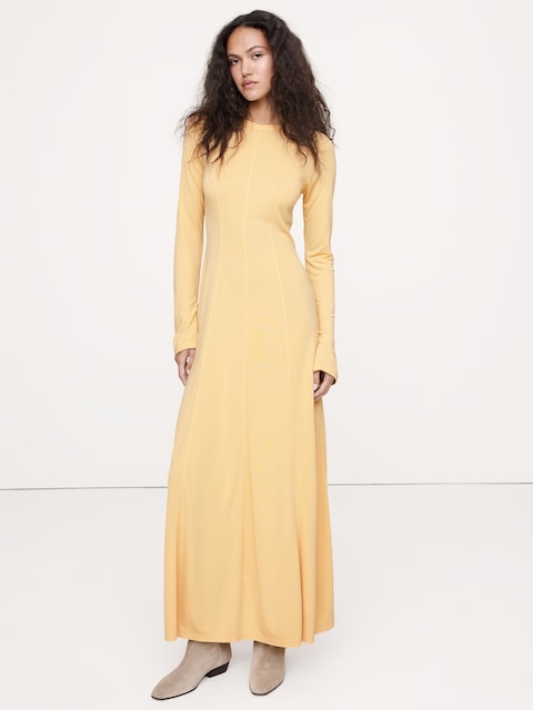 Paneled Knit Maxi Dress