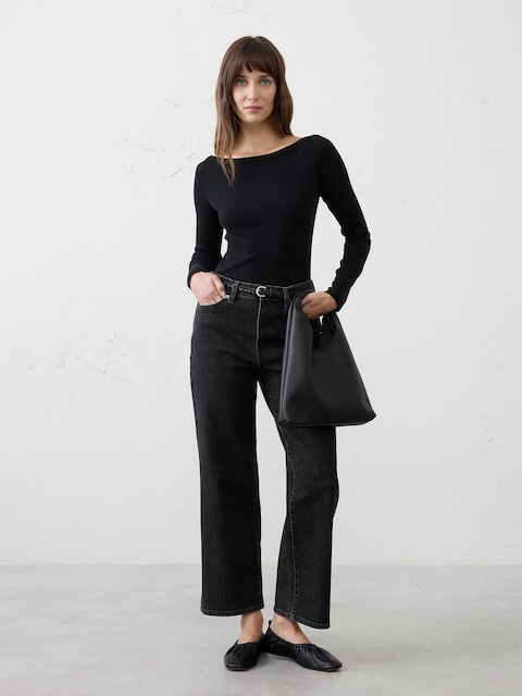 Ribbed Boatneck Top