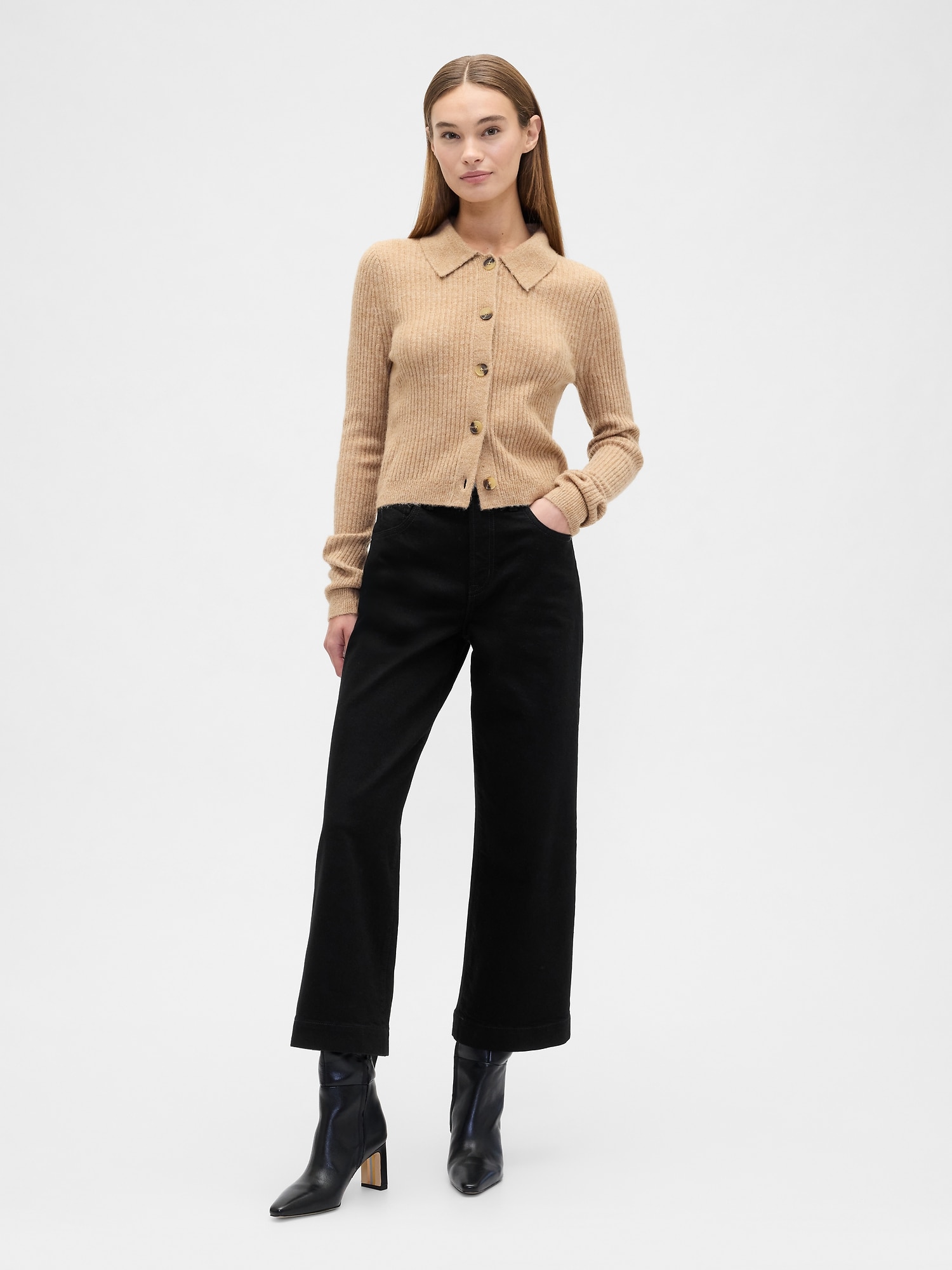 High Rise Wide-Leg Crop Jeans