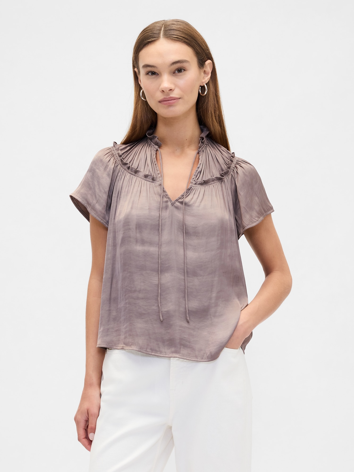 100% Recycled Relaxed Splitneck Top