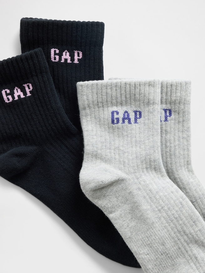 GAPロゴ ショートクルーソックス 2足セット-1