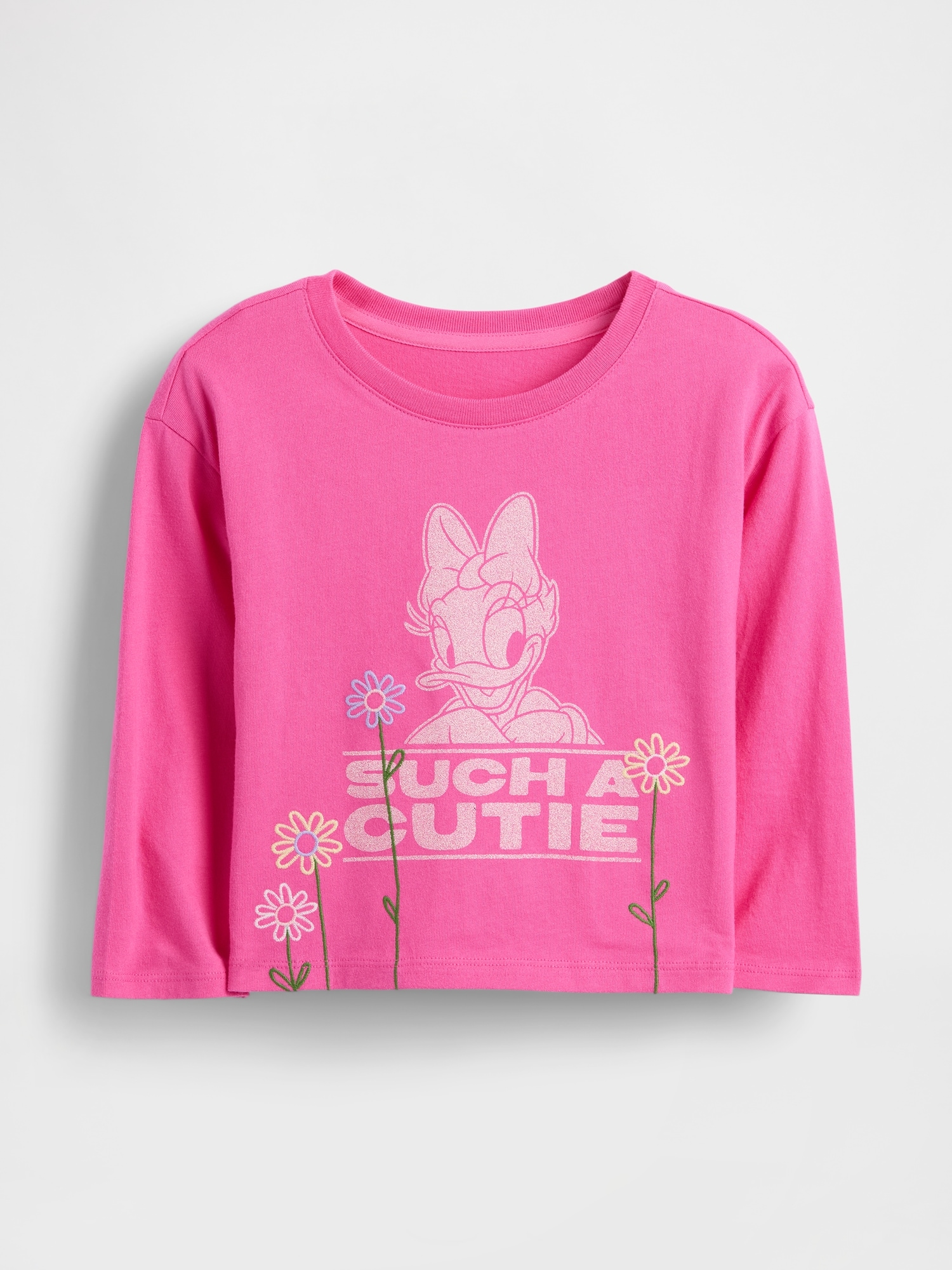 優しく心地良い肌触りのコットンジャ-ジ-Tシャツ クル-ネック 長袖 ディズニ-キャラクタ-のフロントグラフィック、バリエ-ションあり コットン-100