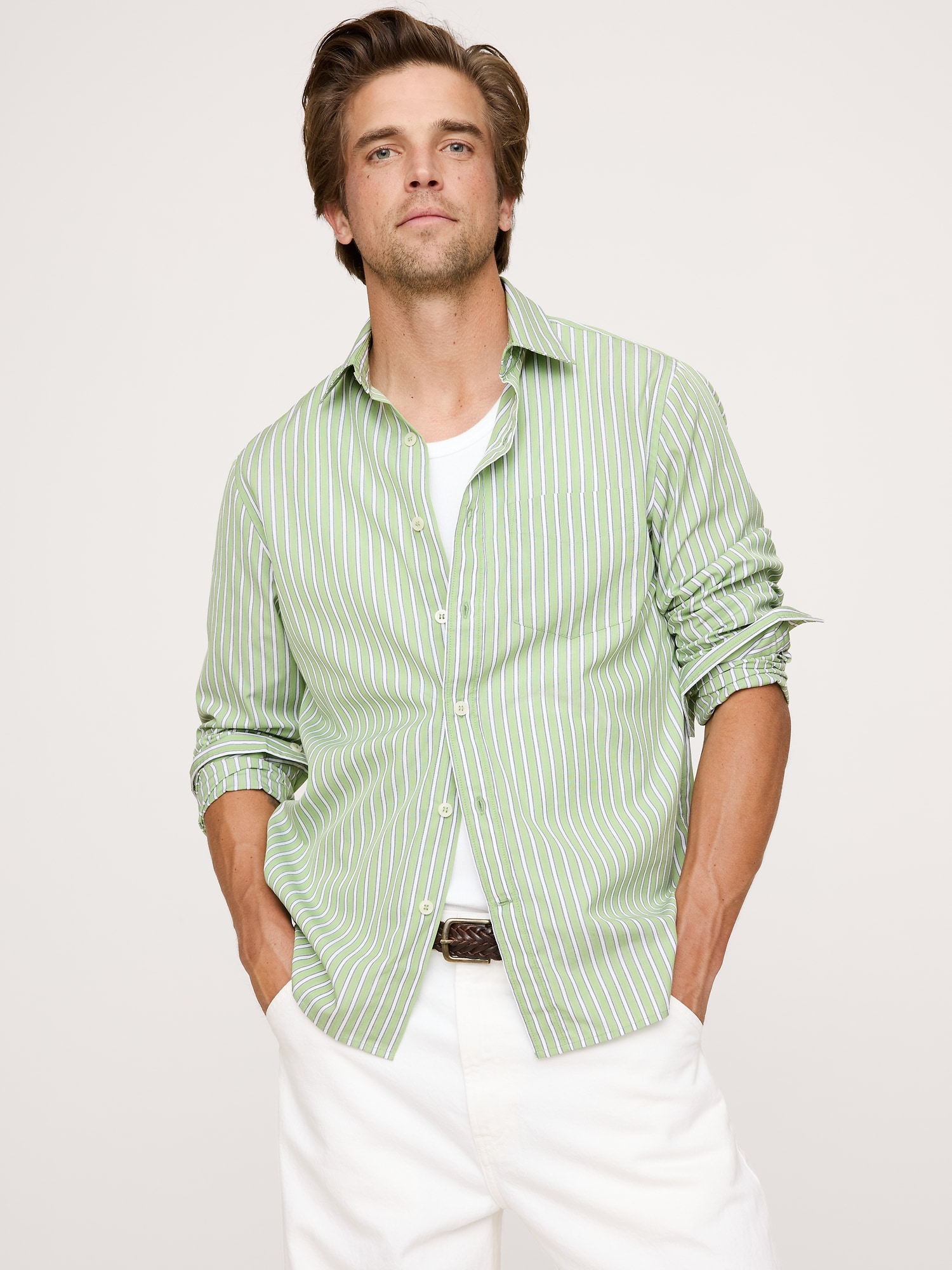 Standard-Fit Washed Cotton Poplin Shirt