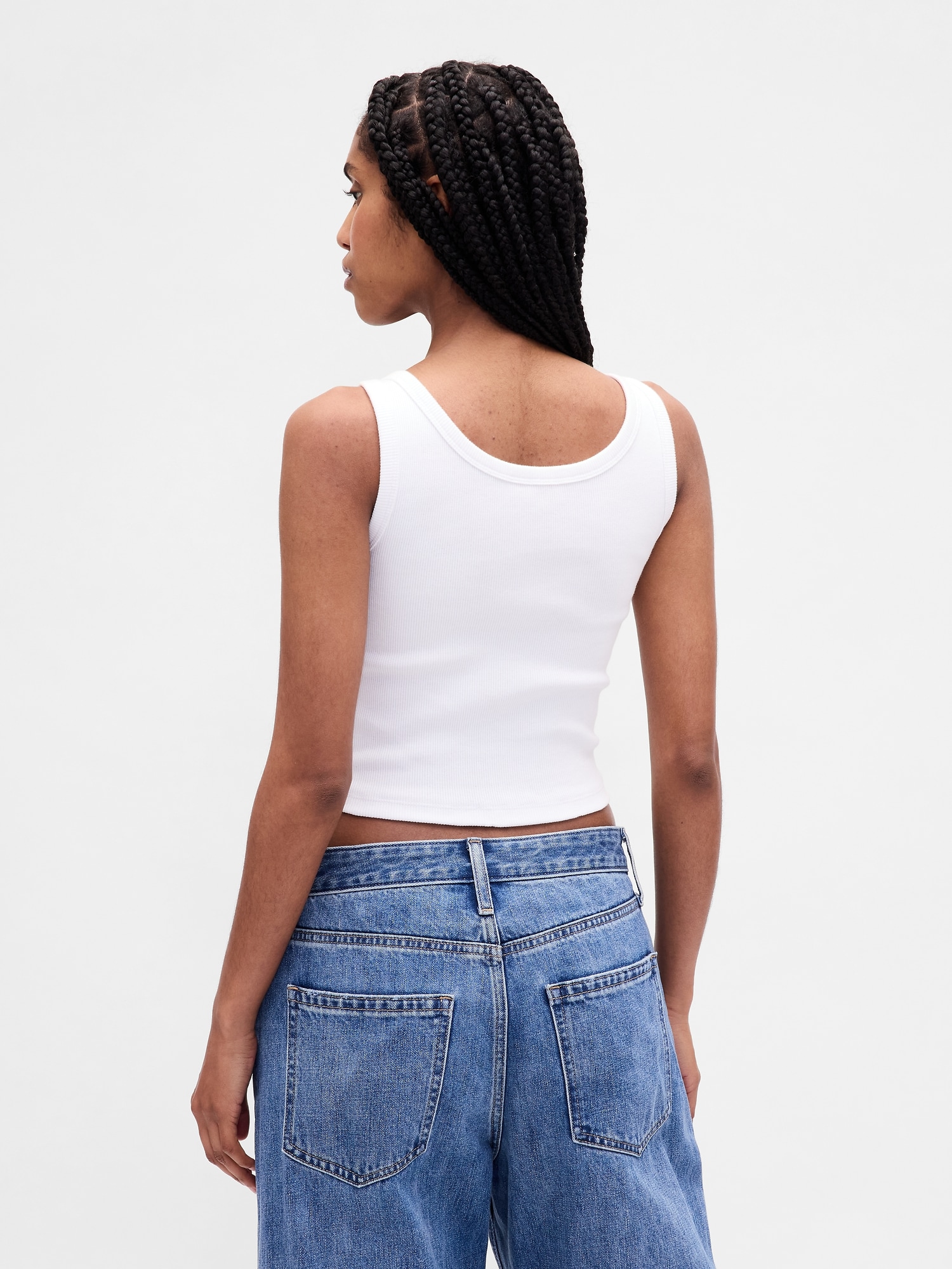 ウォッシュド リブ クロップド タンクトップ-2