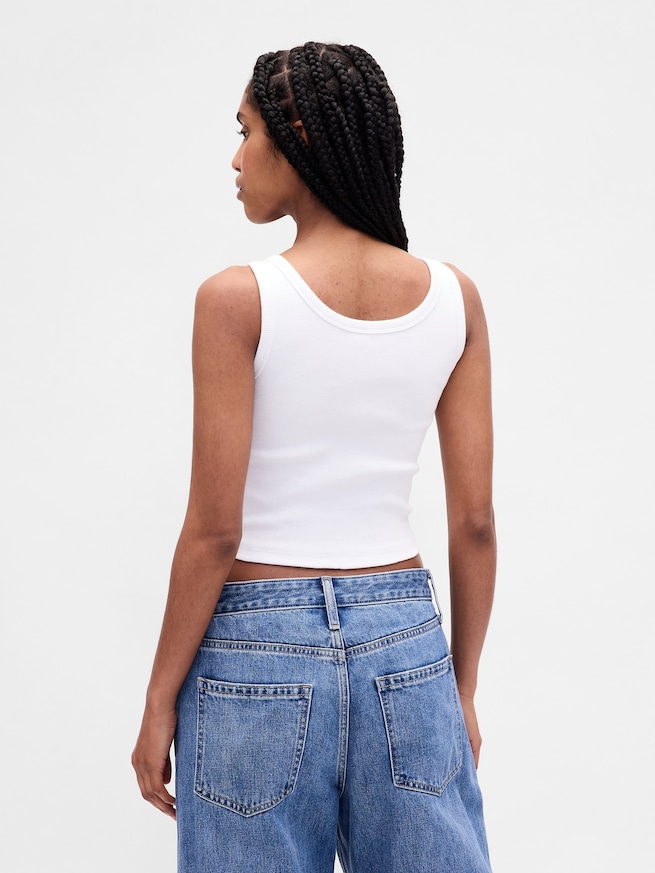 ウォッシュド リブ クロップド タンクトップ-2